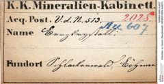 Etiketten zu Quarz (Bergkristall) (NHMW-MIN-Au607)
